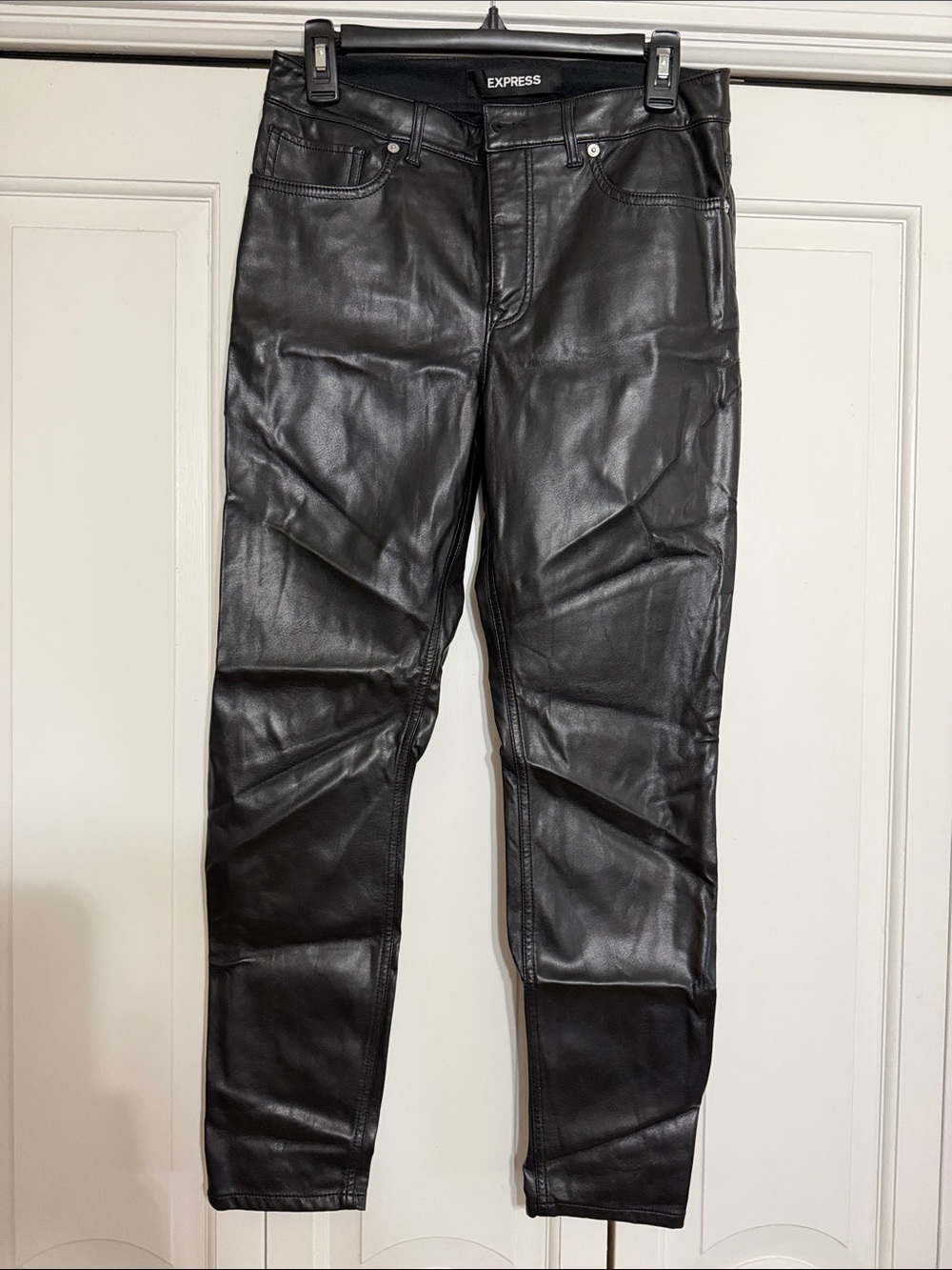 Express Women's Black Faux Leather Skinny Jeans